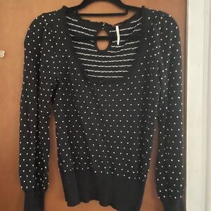 Free People Black Polka Dot Sweater